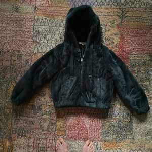 Philosophy. hooded green fluffy jacket. Size XS